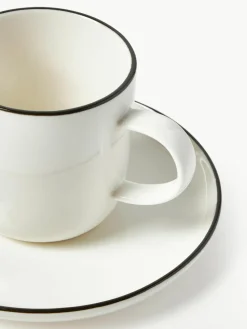 Porseleinen koffiekopjes Facile met schotels, 2 stuks
