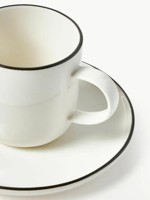 Porseleinen koffiekopjes Facile met schotels, 2 stuks