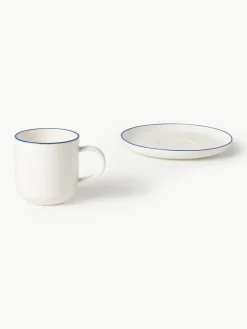Porseleinen koffiekopjes Facile met schotels, 2 stuks