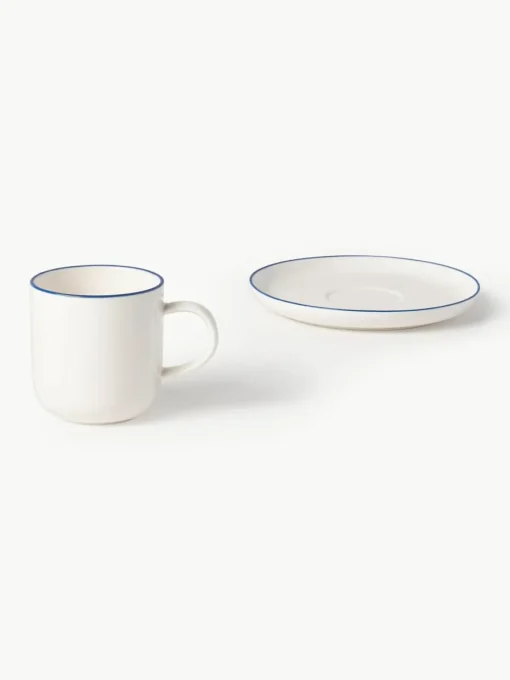 Porseleinen koffiekopjes Facile met schotels, 2 stuks