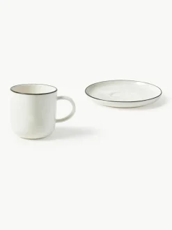 Porseleinen koffiekopjes Facile met schotels, 2 stuks