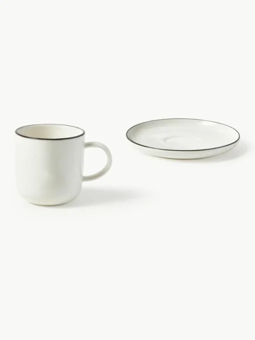 Porseleinen koffiekopjes Facile met schotels, 2 stuks