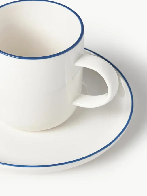 Porseleinen koffiekopjes Facile met schotels, 2 stuks