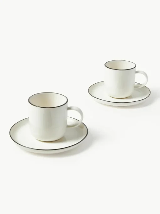 Porseleinen koffiekopjes Facile met schotels, 2 stuks