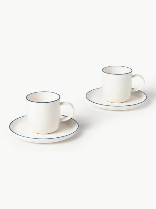 Porseleinen koffiekopjes Facile met schotels, 2 stuks