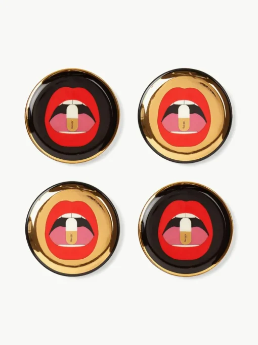 Porseleinen onderzetters Full Dose, met goud, set van 4