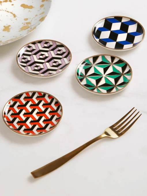 Porseleinen onderzetters Versailles met goud, set van 4
