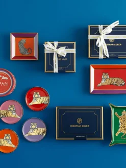 Porseleinen onderzetters Safari met goud, 4-delig