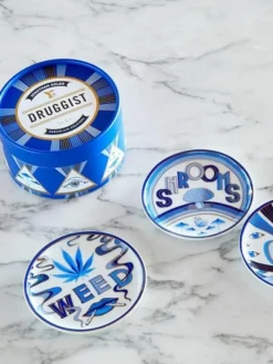 Porseleinen onderzetters Druggist met goud, set van 4