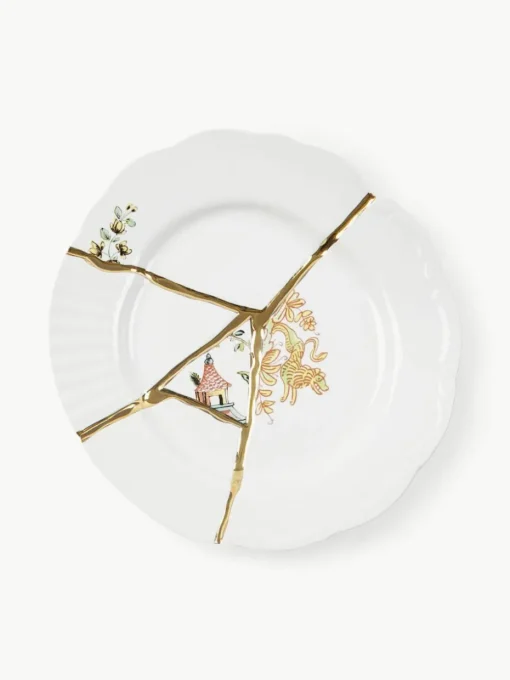 Porseleinen ontbijtborden Kintsugi