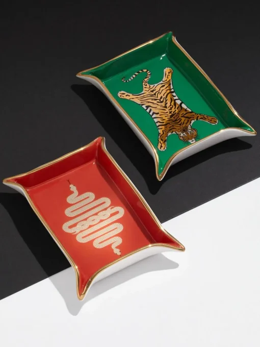 Porseleinen sierblad Snake met goud
