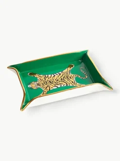 Porseleinen sierblad Tiger met goud