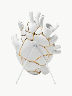 Porseleinen vaas Love in Bloom met goudkleurige decoratie, H 25 cm