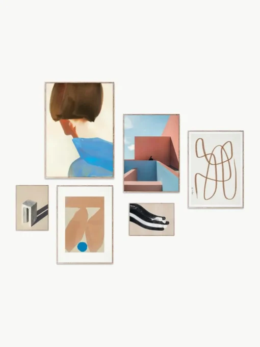 Poster Artwall no. 19 met lijst, set van 6