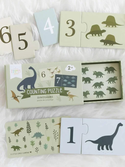 Puzzels Dinosaurs om cijfers te leren