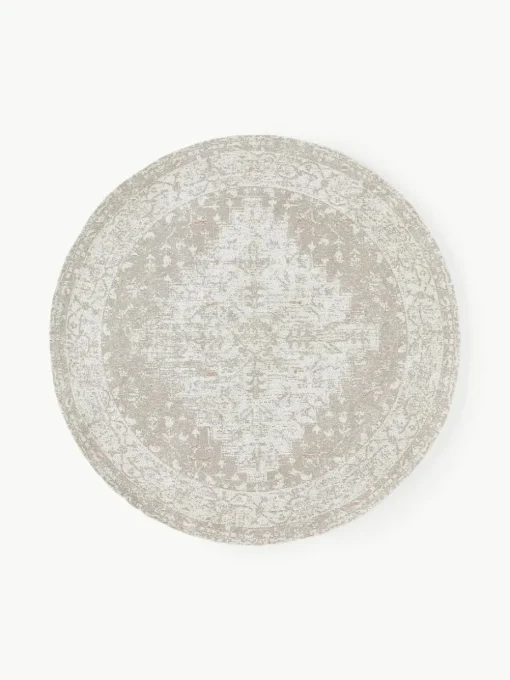 Rond chenille vloerkleed Neapel, handgeweven