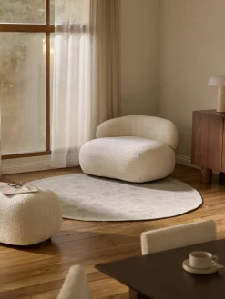 Rond chenille vloerkleed Loire, handgeweven