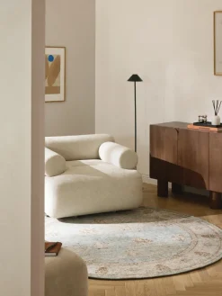 Rond chenille vloerkleed Rimini, handgeweven