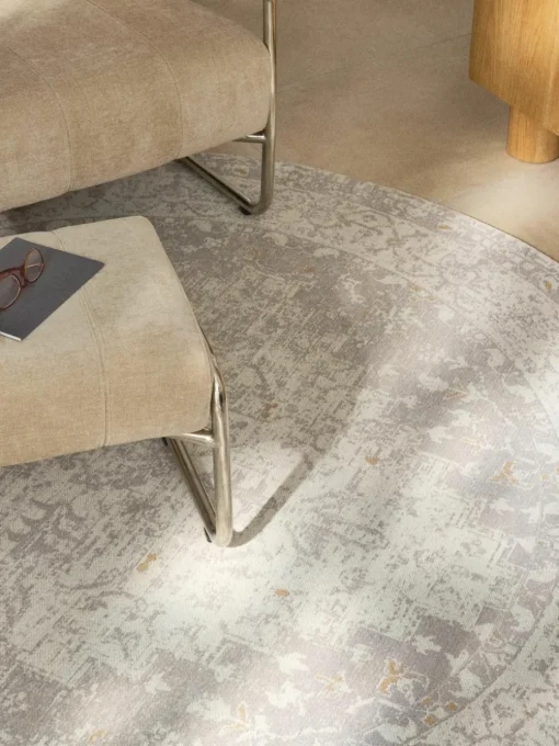 Rond chenille vloerkleed Neapel, handgeweven
