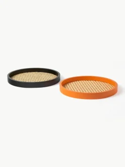 Rond decoratief dienblad Carina met Weens vlechtwerk
