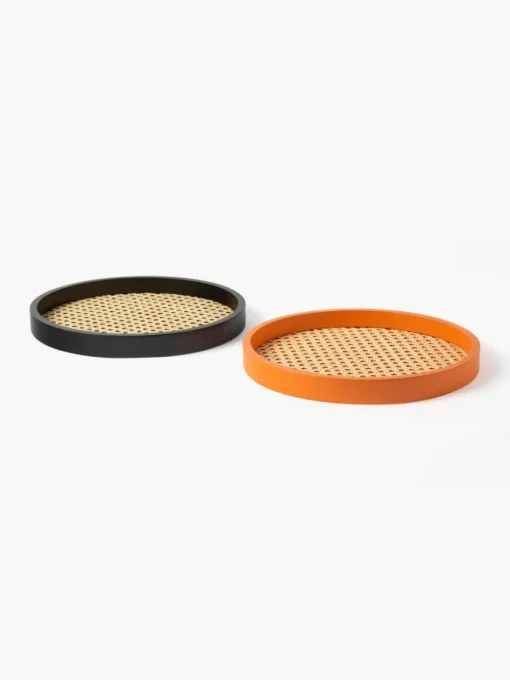 Rond decoratief dienblad Carina met Weens vlechtwerk