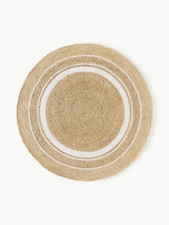 Rond juten vloerkleed Clover, handgemaakt