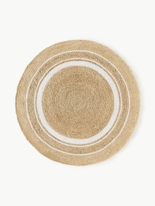 Rond juten vloerkleed Clover, handgemaakt