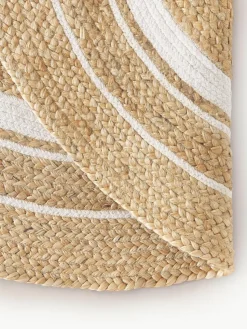 Rond juten vloerkleed Clover, handgemaakt