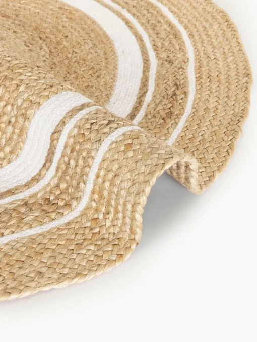 Rond juten vloerkleed Clover, handgemaakt