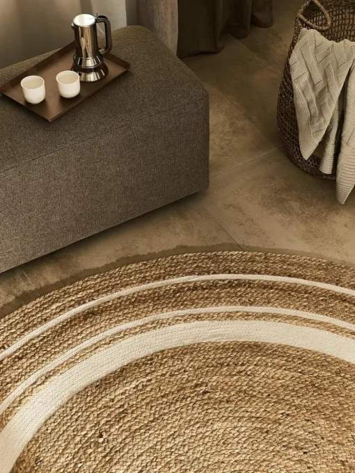 Rond juten vloerkleed Clover, handgemaakt
