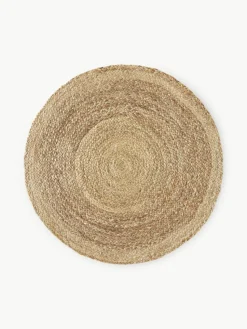 Rond juten vloerkleed Sharmila, handgemaakt