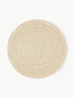 Rond juten vloerkleed Sharmila, handgemaakt