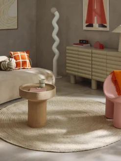 Rond juten vloerkleed Sharmila, handgemaakt