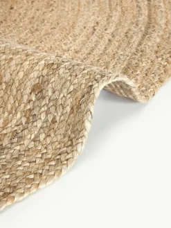 Rond juten vloerkleed Sharmila, handgemaakt