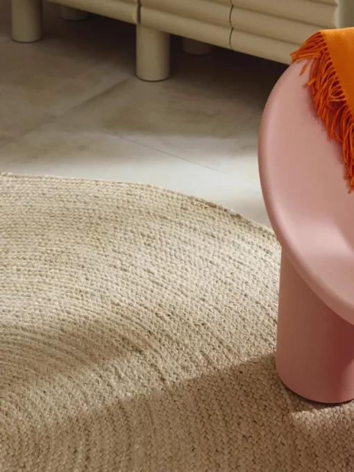 Rond juten vloerkleed Sharmila, handgemaakt