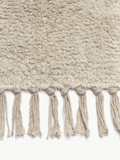 Rond katoenen vloerkleed Daya met franjes, handgetuft