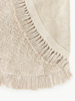 Rond katoenen vloerkleed Daya met franjes, handgetuft