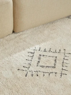 Rond katoenen vloerkleed Fionn met franjes, handgetuft