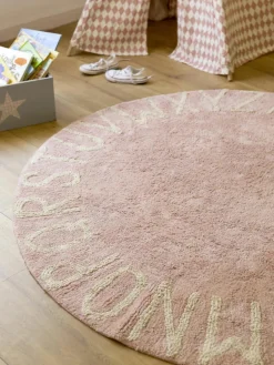 Rond kindervloerkleed ABC met lettermotief