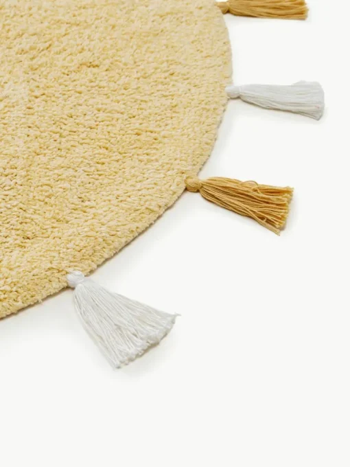 Rond kindervloerkleed Malu met kwastjes, handgetuft