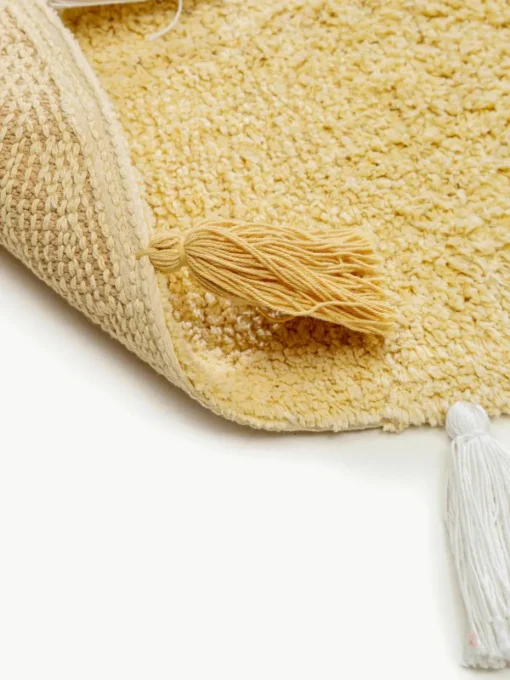 Rond kindervloerkleed Malu met kwastjes, handgetuft