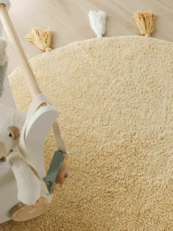 Rond kindervloerkleed Malu met kwastjes, handgetuft