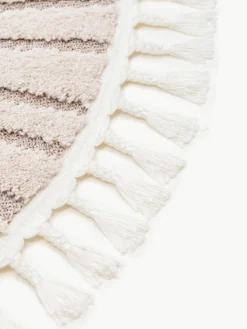 Rond kindervloerkleed Momo met kwastjes en hoog-laag effect