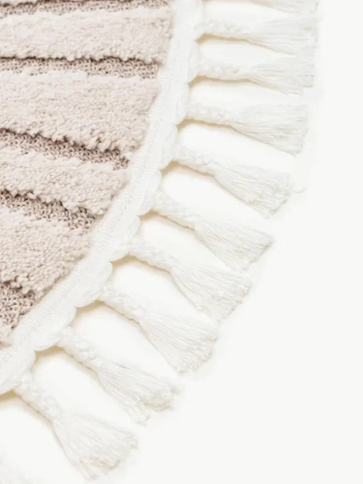 Rond kindervloerkleed Momo met kwastjes en hoog-laag effect