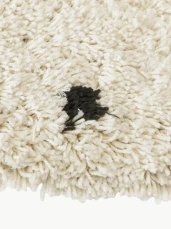Rond pluizig hoogpolig vloerkleed Ayana, met stippels