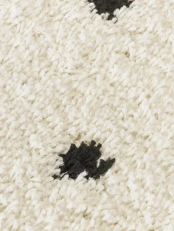 Rond pluizig hoogpolig vloerkleed Ayana, met stippels
