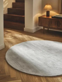Rond viscose vloerkleed Jane, handgeweven