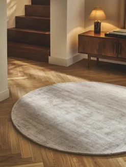 Rond viscose vloerkleed Jane, handgeweven