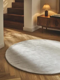 Rond viscose vloerkleed Jane, handgeweven