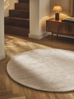Rond viscose vloerkleed Jane, handgeweven